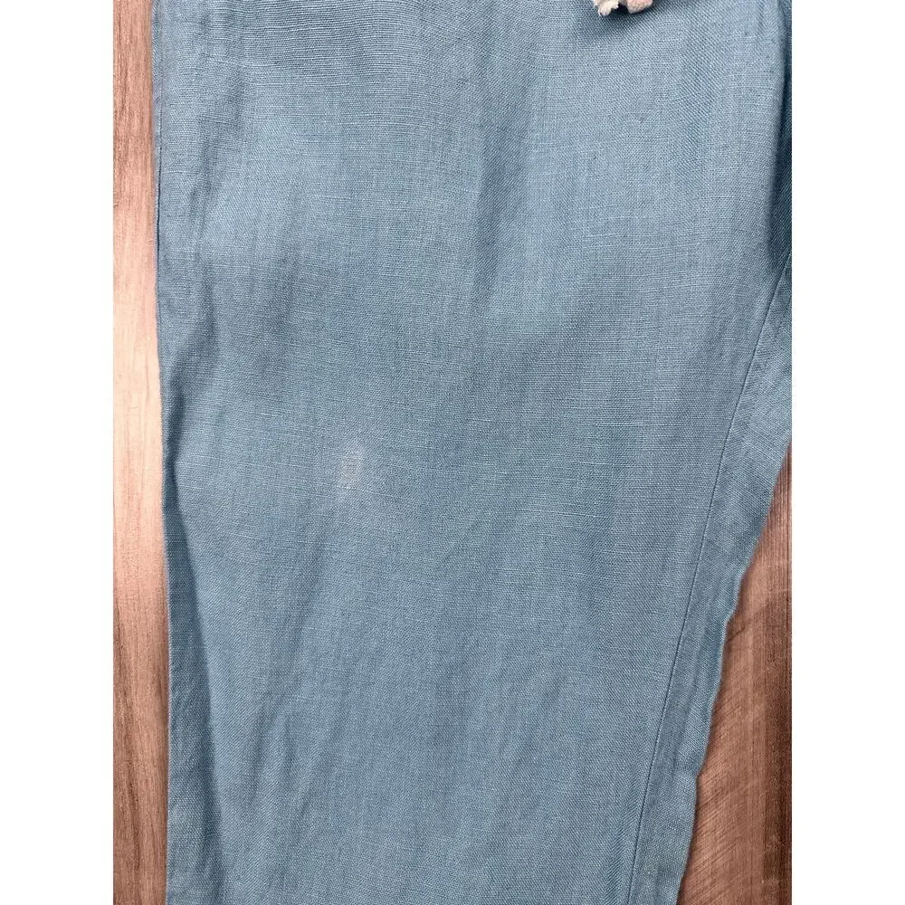 Alex Crane Bo Drawstring Linen Pants Blue — Size Medium